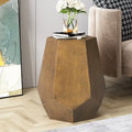 Hammered Iron Geometric Side Table by
