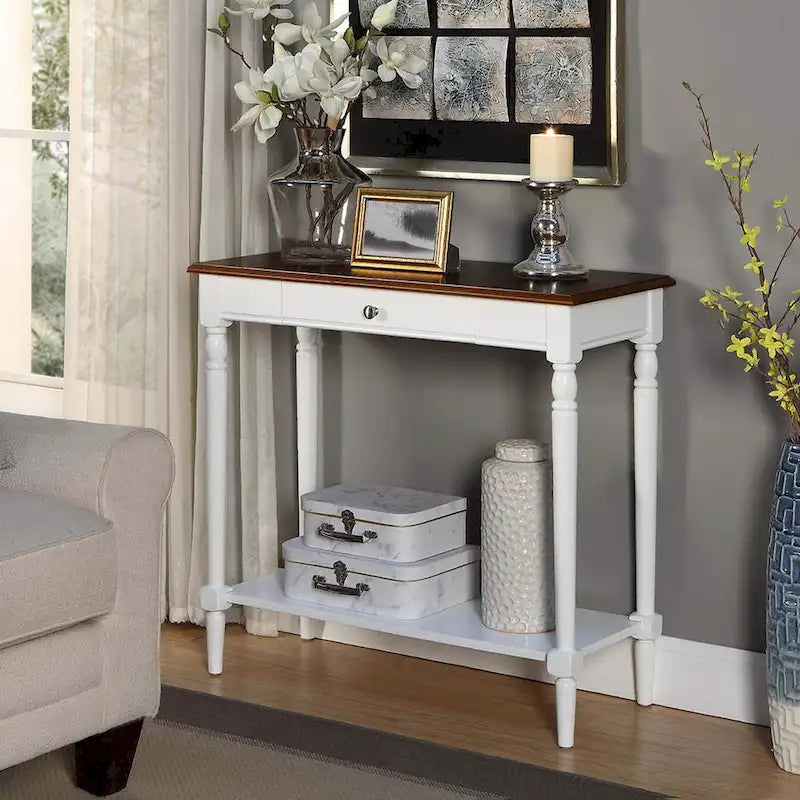 French Country 1 Drawer Hall Table with Shelf