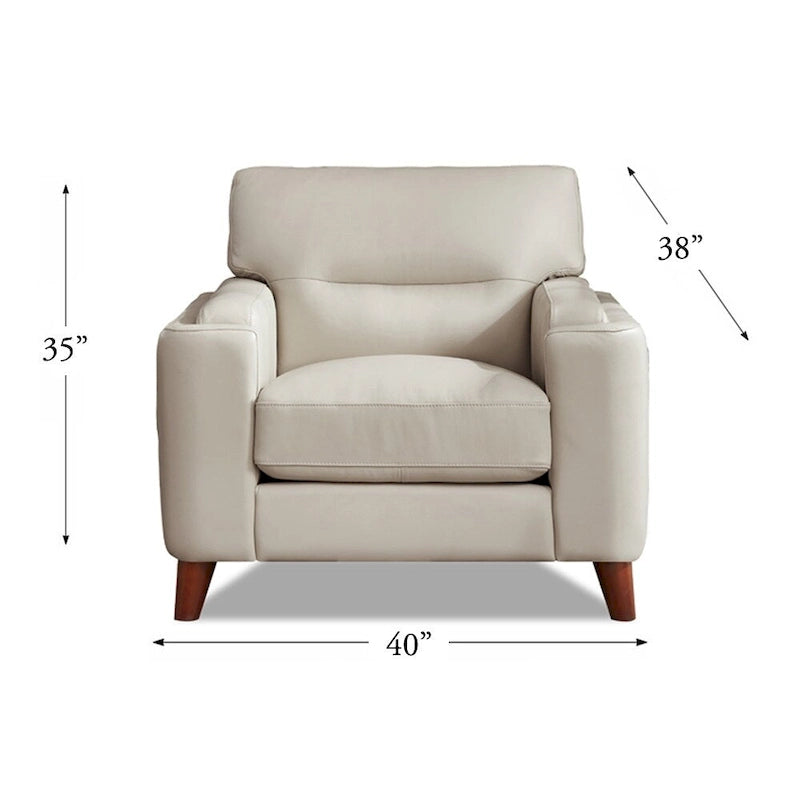 Elm Top Grain Leather Chair With Feather, Memory Foam and Springs