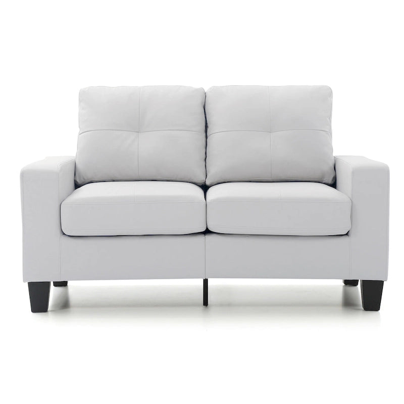 Newbury 58 in. W Flared Arm Faux Leather Straight Sofa - 32L x 58W x 36H